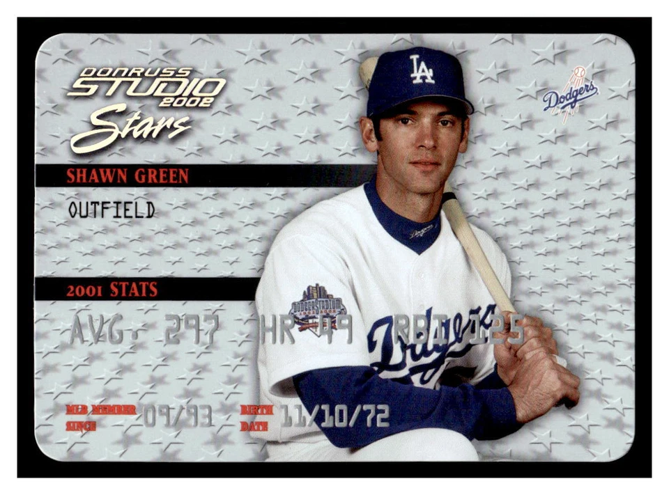 2002 Studio Stars #SS-34 Shawn Green - Los Angeles Dodgers - Image 1 of 2