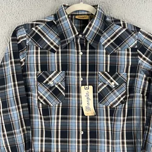 NEW! Wrangler Pearl Snap Shirt MENS SMALL Plaid Long Sleeve Cotton/Polyester - Picture 1 of 11