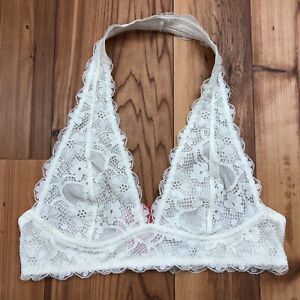 Intimately Free People White Floral Galloon Lace Halter Bralette Womens Size S