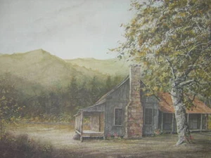 Larry Dodson Laurel Ridge North Carolina Mountain Cabin Art Print - Picture 1 of 1