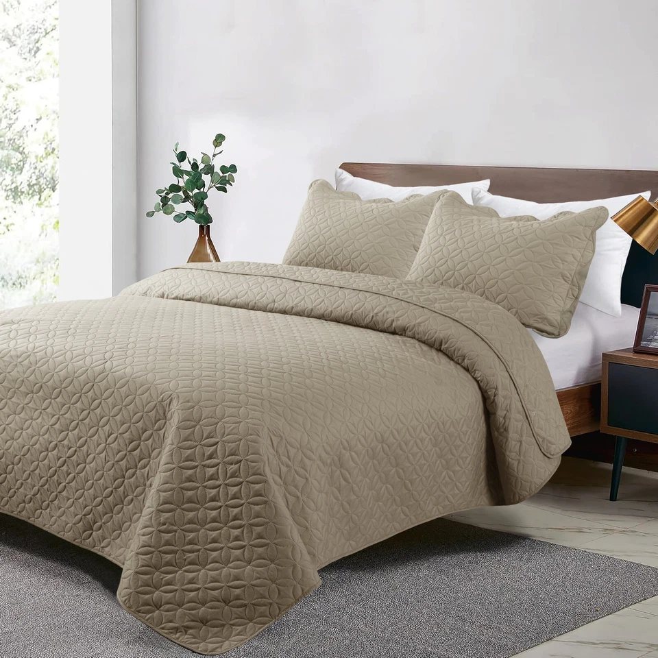 Juego de ropa de cama colcha de lujo 3 piezas acolchado colcha cama tamaño queen king Foto 1 de 1