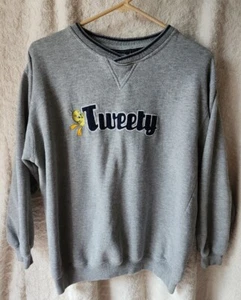 Vintage 90s Tweety Bird Looney Tunes Collection Gray Sweater Sz Small - Picture 1 of 3