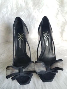 NEW Kardashian Kollection Miami Heel Stiletto Peep Toe Animal Print Bow Black 6 - Picture 1 of 10