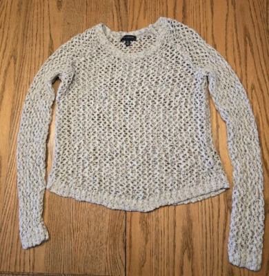 Suéter retro tejido abierto The Limited beige para mujer talla alta XS Foto 1 de 4