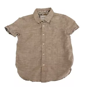 Denim & Flower Ricky Singh Shirt Boy's 4 Beige Button Up Collared Preppy Top - Picture 1 of 7