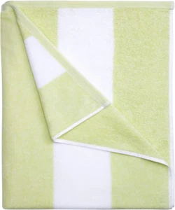 Cotton Oversized Beach Towel - Large 70 X 35 Inch Pool Towel, Aqua Striped Quick - Picture 1 of 12