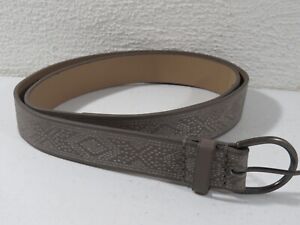 Gray Faux Leather Belt Mens Size 36 Gray Tone Buckle