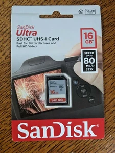 Genuine (NOS) Sandisk Ultra SDHC UHS-I Card 16GB 80MB/S 533X **FAST Shipping** - Picture 1 of 5