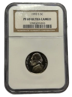 NGC 1993 S PF69 Ultra Cameo US Nickel 5c 1975307-010 - Image 1 of 2