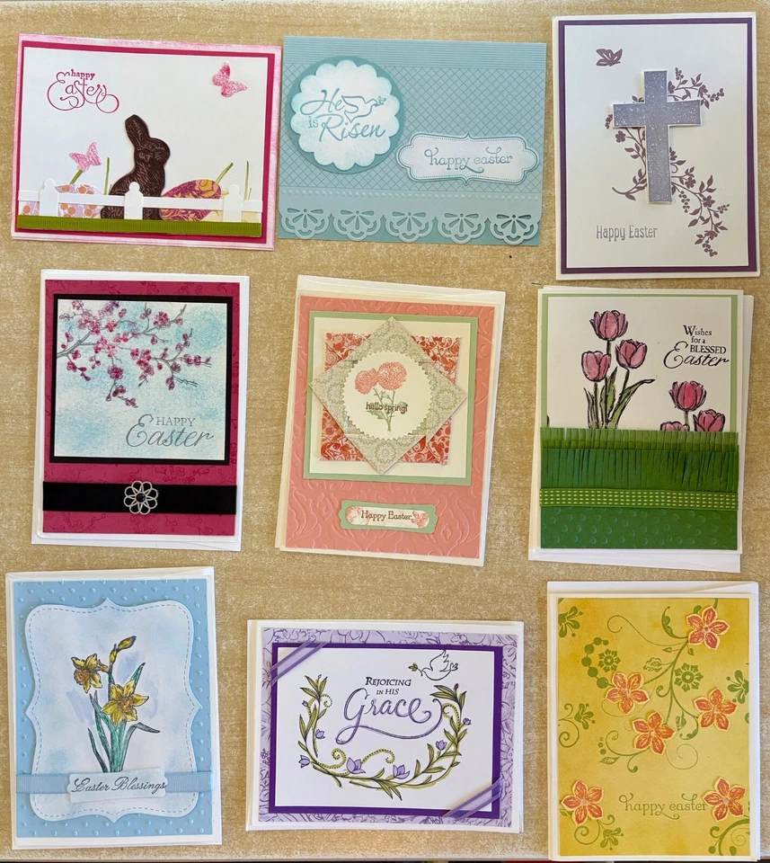 9 Handmade Homemade Happy Easter Blessings Greeting Cards & Envelopes - Image 1 of 1