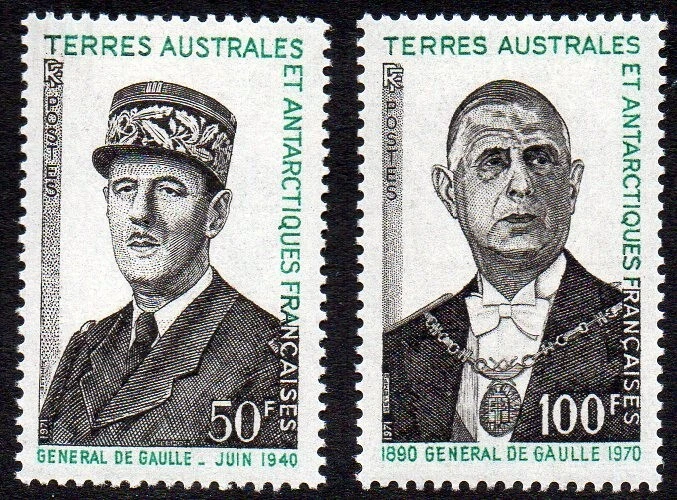 FSAT (TAAF) 1972 Sc #52-53 De Gaulle MNH - Image 1 of 1