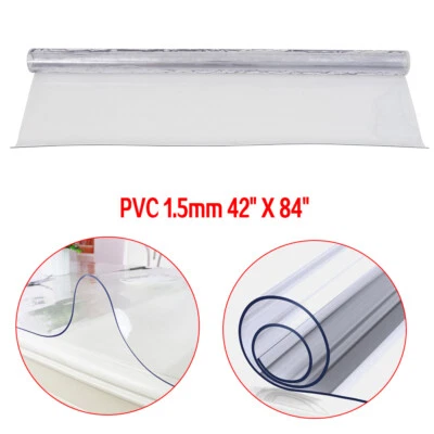 42 "X 84" Clear PVC Table Cover 1.5mm Thickness Transparent Tablecloth Protector - Image 1 of 4