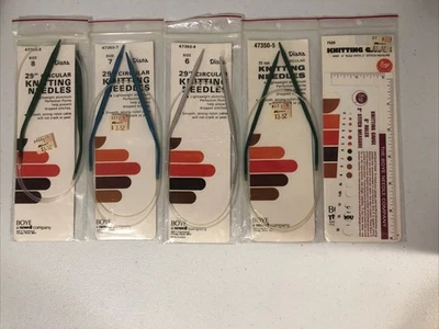 "Agujas de tejer circulares Boye (Diana) 29"" tallas 8,7,6,5 y calibre de tejer Boye" Foto 1 de 2