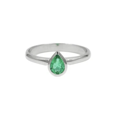 Ring mit kolumbianischem Smaragd Emerald 0,34 ct. in 18 Kt. 750 Gold Gr. 58 - Bild 1 von 4
