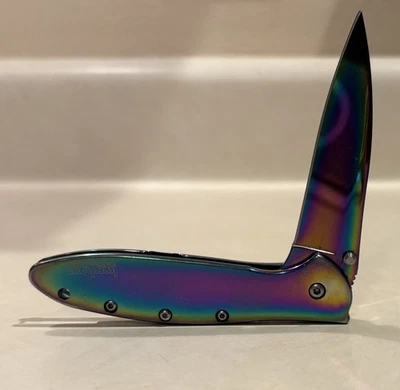 CUCHILLO PLEGABLE KERSHAW LEEK RAINBOW (1660VIB) KEN ONION EE. UU. ~ BUEN ESTADO Foto 1 de 4