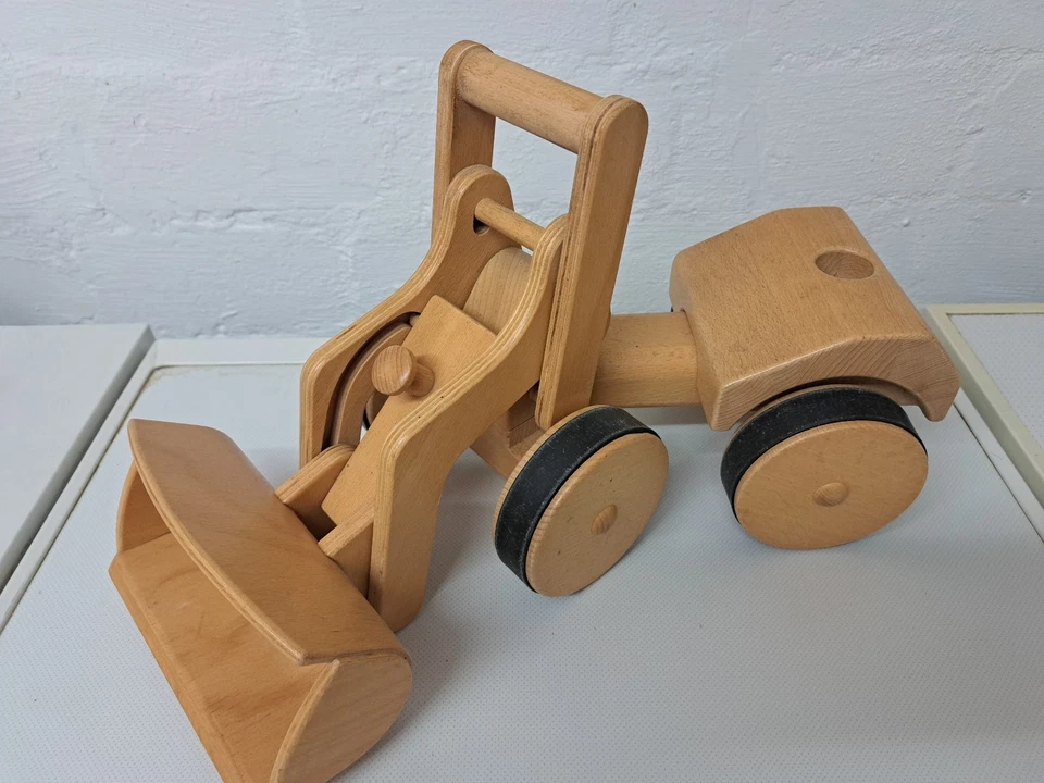 NIC 1875 Creamobil Radlader Schaufellader Holz Buche 49x18,5x25cm vollbeweglich - Bild 1 von 3