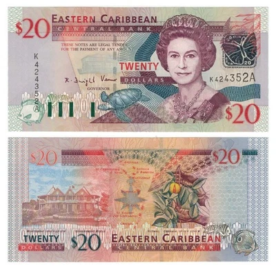 East Caribbean States (Antigua) 20 Dollars (2003) - Bird/Turtle/p44a UNC - Image 1 of 3