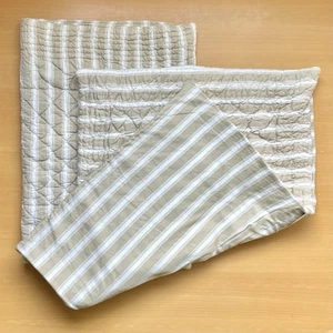 Set federe cuscino ferramenta restauro crema marrone a righe trapuntato standard 20x27" - Foto 1 di 7
