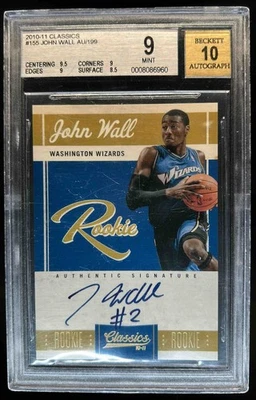 2010-11 Panini Classics Джон Уолл дебютант RC с автографом No/199 Wizards BGS 9/10 - Изображение 1 из 2