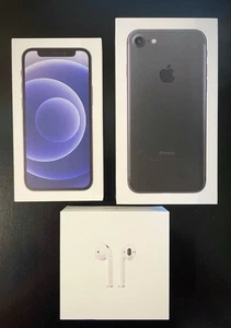 Lot Apple iPhone 7, 12 Mini et AirPods BOITES VIDES UNIQUEMENT avec autocollants et outil SIM - Photo 1 sur 7