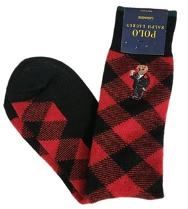 POLO RALPH LAUREN Cashmere Bear Martini Socks Men's Size 6-13 (1-Pair) NEW - Picture 1 of 9