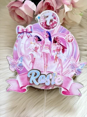 SWEETCHEEKS BOWTIQUE Personalised 3D Kpop Demon Hunters Card Cake Topper Birthday Party Decor