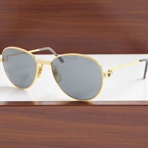 Cartier Vintage Trinity Sapphire Gold Bordeaux Eyewear 55mm Used with Case - Picture 1 of 8