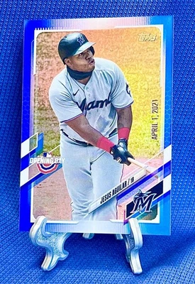 2021 Topps Opening Day JESUS AGUILAR Blue Foil Parallel Marlins #76 - Image 1 of 2