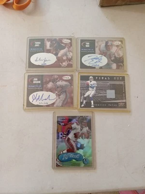 Lot Of Signed Football Cards Jersey Patch Serial #'d Sage 2000 Fleer Genuine - Image 1 of 4