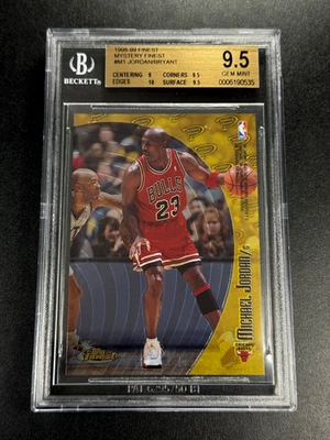 MICHAEL JORDAN / KOBE BRYANT 1998 TOPPS #M1 MYSTERY FINEST INSERT BGS 9.5 10 GEM - Image 1 of 4