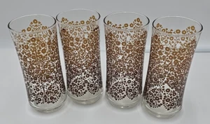 Libbey Bernstein/Braun Flower Power 70er Prärie Gläser/Becher 4er Set - Vintage - Bild 1 von 12
