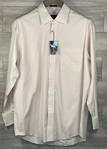 Jhane Barnes Two-Ply Beige Button Up Oxford Dress Shirt Mens 16 32/33 Large NWT - Picture 1 of 6