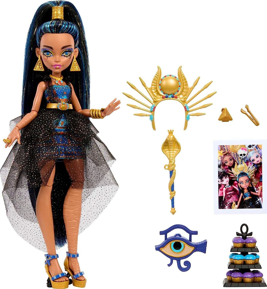 Monster High Cleo De Nile Doll in Ball Party Dress with Themed Accessories 