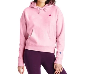 Champion REVERSE WEAVE - C LOGO Pink Candy Pullover Sweatshirt Women's Hoodie - Picture 1 of 3