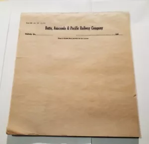 Mining/ Railroadiana 1950's Butte, Anaconda & Pacific Railway Co. 100+ Paper Pad - Picture 1 of 13