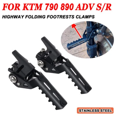For KTM 790 890 ADVENTURE R Highway Front Foot Pegs Folding Footrests Clamps Foto 1 de 4