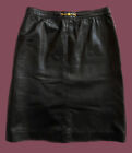 CELINE⚡Black leather Triomphe gold accent buckle archive vintage skirt size 40