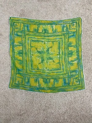 Винтажный женский носовой платок Burmel 21,5 дюйма x 21,5 дюйма квадратный прозрачный геометрический зеленый - Изображение 1 из 4