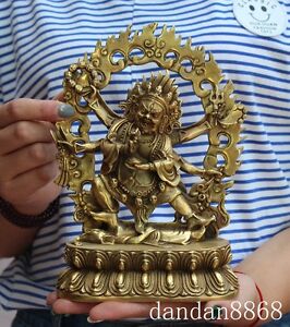 9" tibet buddhism temple brass 6 Arms Mahakala Wrathful Deity Buddha Faqi statue