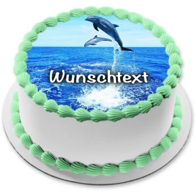 Delfine Tortenaufleger Party Deko personalisiert Geburtstag Name Delphin essbar - Bild 1 von 4