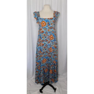 Maxi Vestido Midi House of Harlow 1960 Nicole Richie Azul Floral Paisley X-Pequeño - Imagen 1 de 10