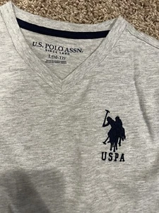 Boys Gray US Polo Assn Short Sleeve T Shirt Embroidered Logo Size L 10/12 NWT - Picture 1 of 5