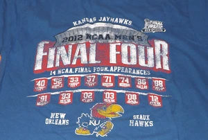 Kansas Jayhawks 2012 Final Four Distressed Short Sleeve T-shirt - S - Picture 1 of 2
