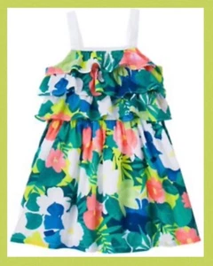 NWT Girls 4T Gymboree “SUNNY SAFARI” Cotton Tropical Floral Green SUNDRESS DRESS - Picture 1 of 2