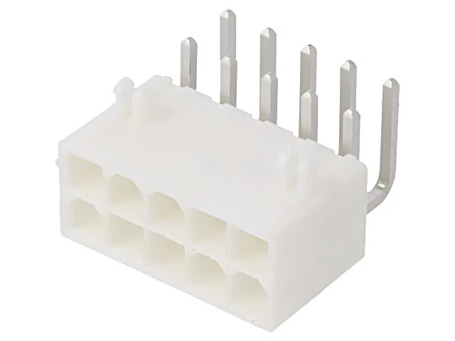 39-30-0100 MiniFit Jr RA DR /Pegs Tin V-0 10ckt MOLEX - Image 1 of 1