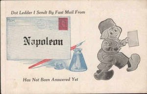 1913 NAPOLEON IN IND Dutch Boy Greeting Ink & Pen LETTER Dot Ledder Postcard - Picture 1 of 2