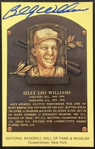 Billy Williams Signed Gold HOF Plaque Postcard Yellow Chicago Cubs Autograph JSA - Picture 1 of 2