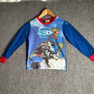 Vintage Scooby-Doo Shirt Youth Size 8 Month Blue Long Sleeve Boys Snow Boarding - Image 1 of 4