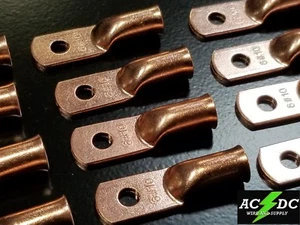 (15) 6 gauge Ring STD #10 Hole Terminal BATTERY Lug Bare Copper Un-insulated AWG - Picture 1 of 4