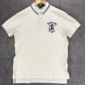 Ralph Lauren Polo Shirt M White Embroidered Cricket Logo RL CC 1967 Custom Mens - Picture 1 of 10